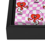 Retro love heart cartoon character pattern Framed Canvas Print Gallery Image 3