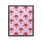 Retro love heart cartoon character pattern Framed Canvas Print Gallery Image 8