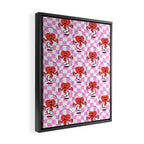 Retro love heart cartoon character pattern Framed Canvas Print Gallery Image 2