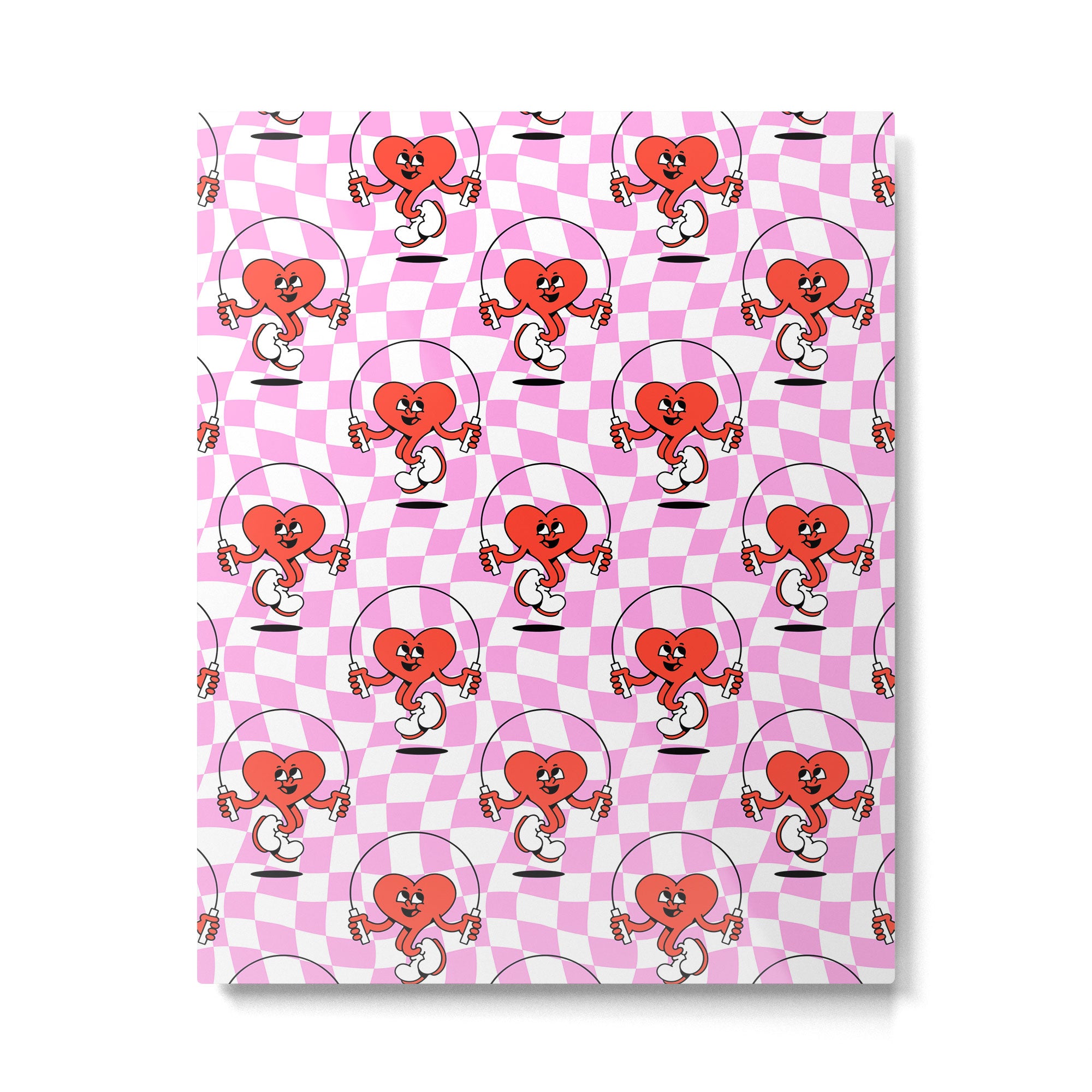 Retro love heart cartoon character pattern Metal Print Gallery Image 6
