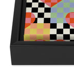 Retro love heart checkered pattern Framed Canvas Print Gallery Image 3