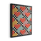 Retro love heart checkered pattern Framed Canvas Print Gallery Image 2