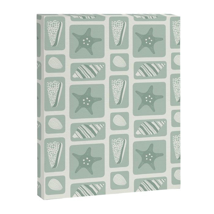 Retro marine sea shell art pattern Canvas Print Gallery Image 1
