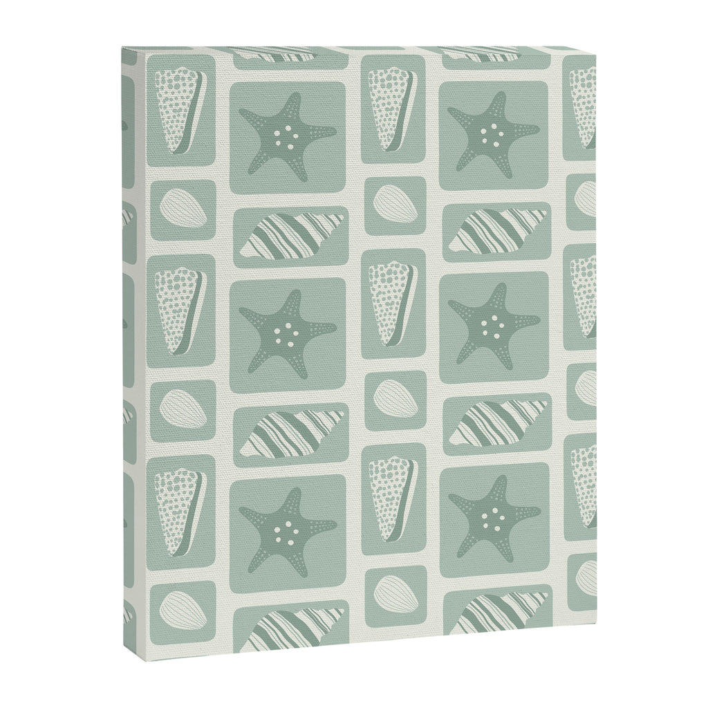 Retro marine sea shell art pattern Canvas Print Gallery Image 8