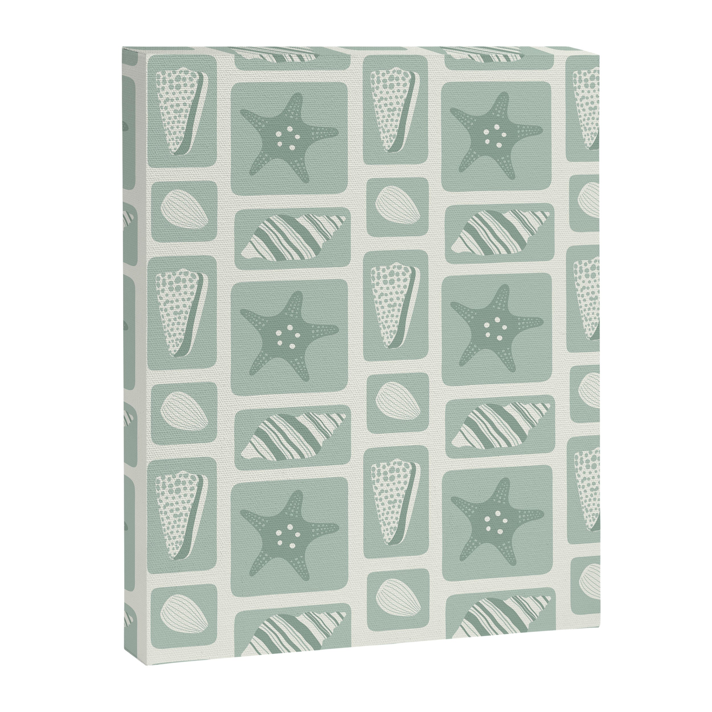 Retro marine sea shell art pattern Canvas Print Gallery Image 8