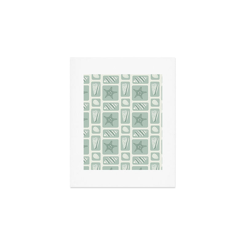Retro marine sea shell art pattern Art Print Gallery Image 1