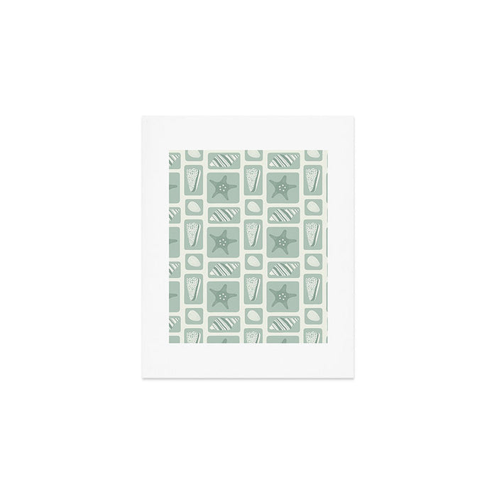 Retro marine sea shell art pattern Art Print Gallery Image 1