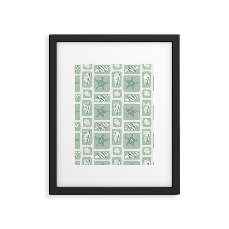 Retro marine sea shell art pattern Framed Art Print Gallery Image 6