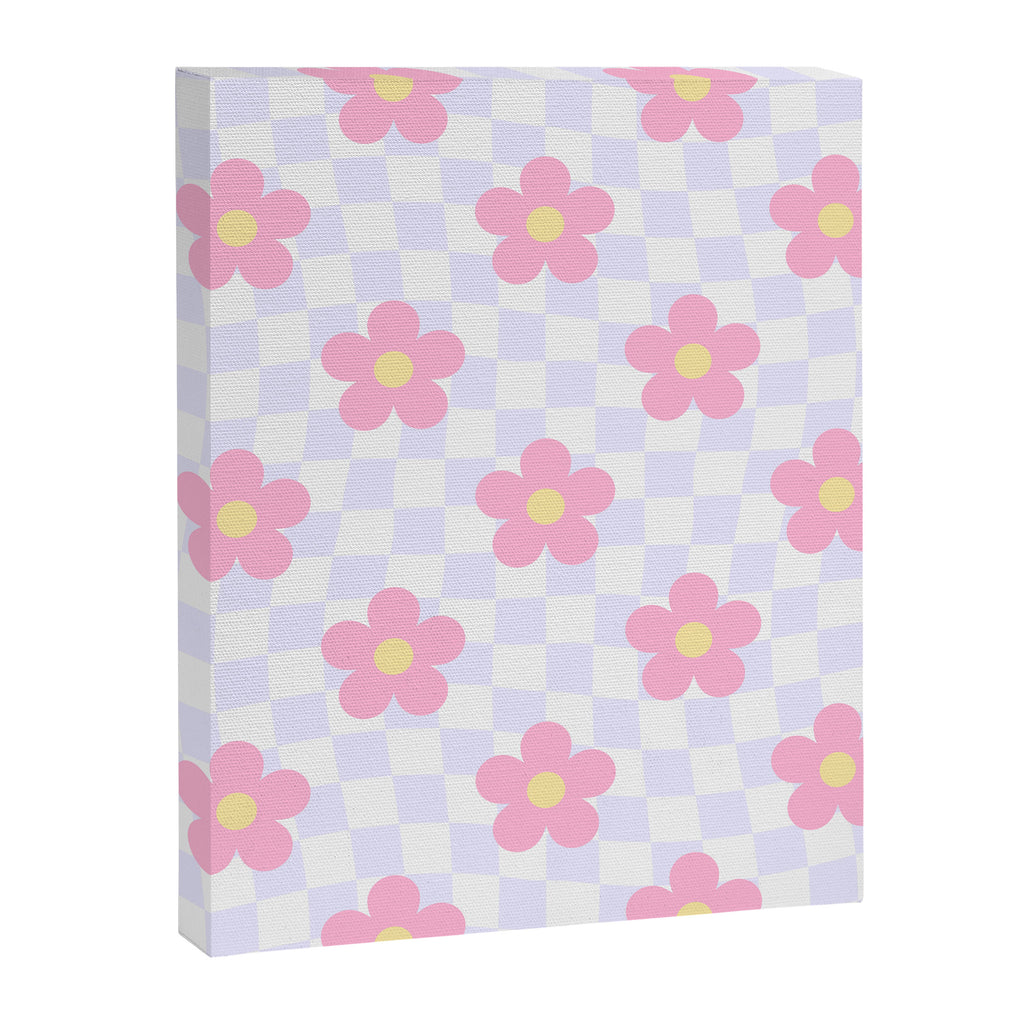 Retro pastel flower checkered art pattern Canvas Print Gallery Image 8