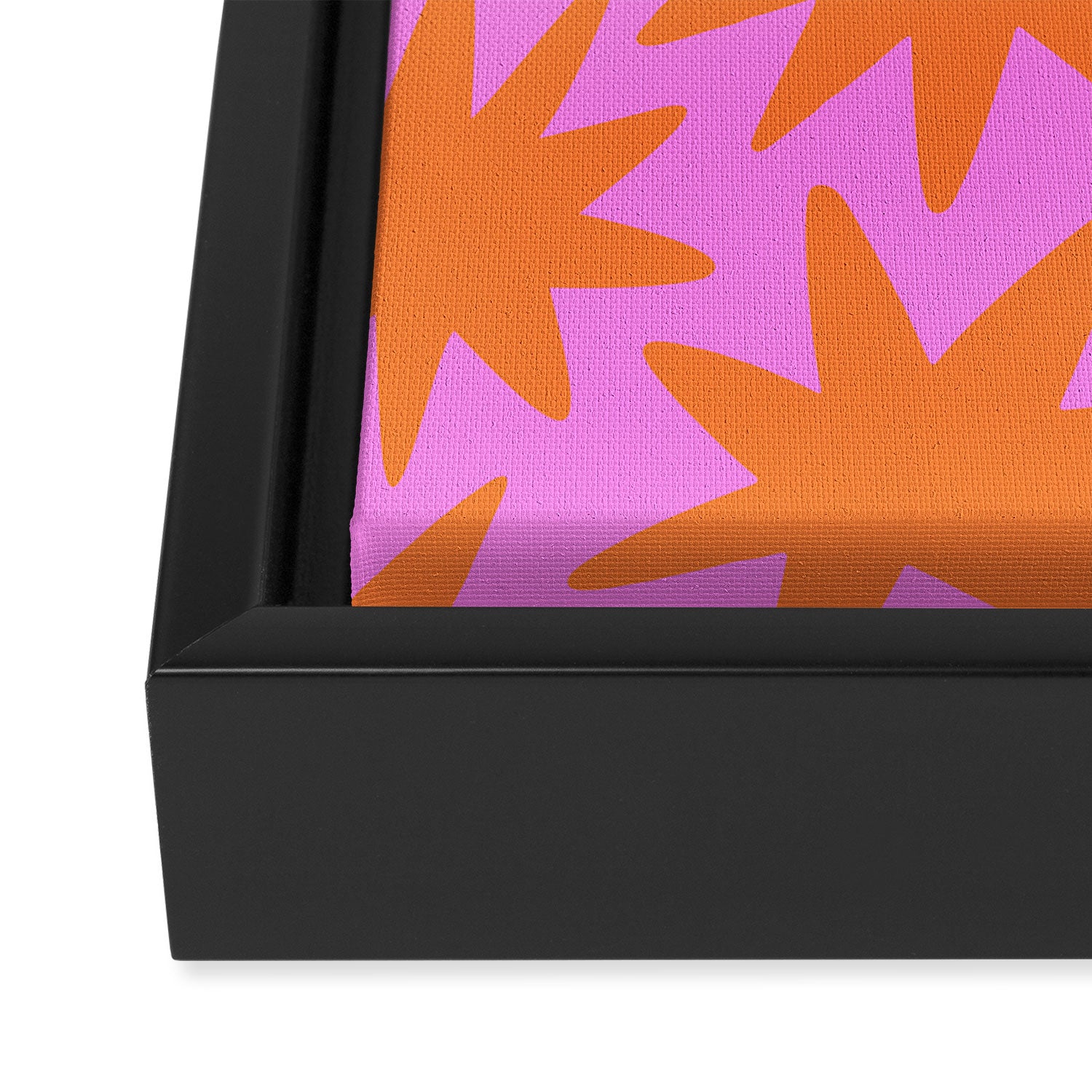 Retro pink star shape art pattern Framed Canvas Print Gallery Image 3