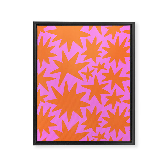 Retro pink star shape art pattern Framed Canvas Print Gallery Image 1