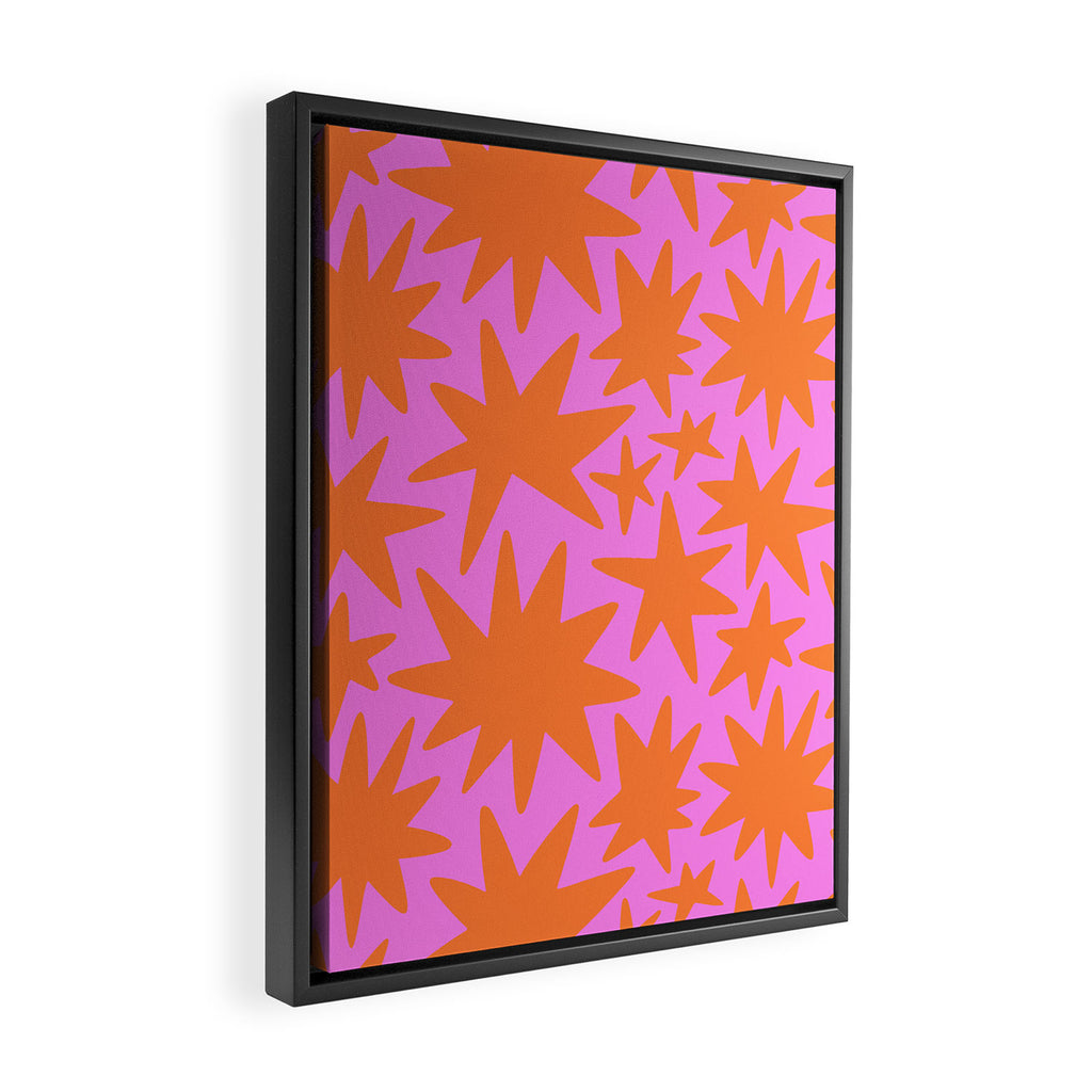 Retro pink star shape art pattern Framed Canvas Print Gallery Image 2