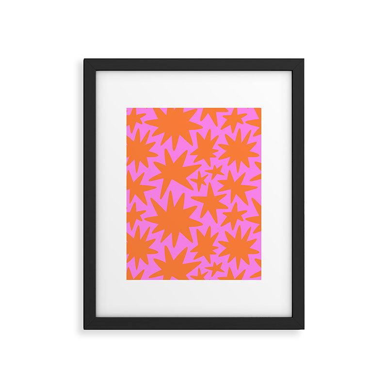 Retro pink star shape art pattern Framed Art Print Gallery Image 6