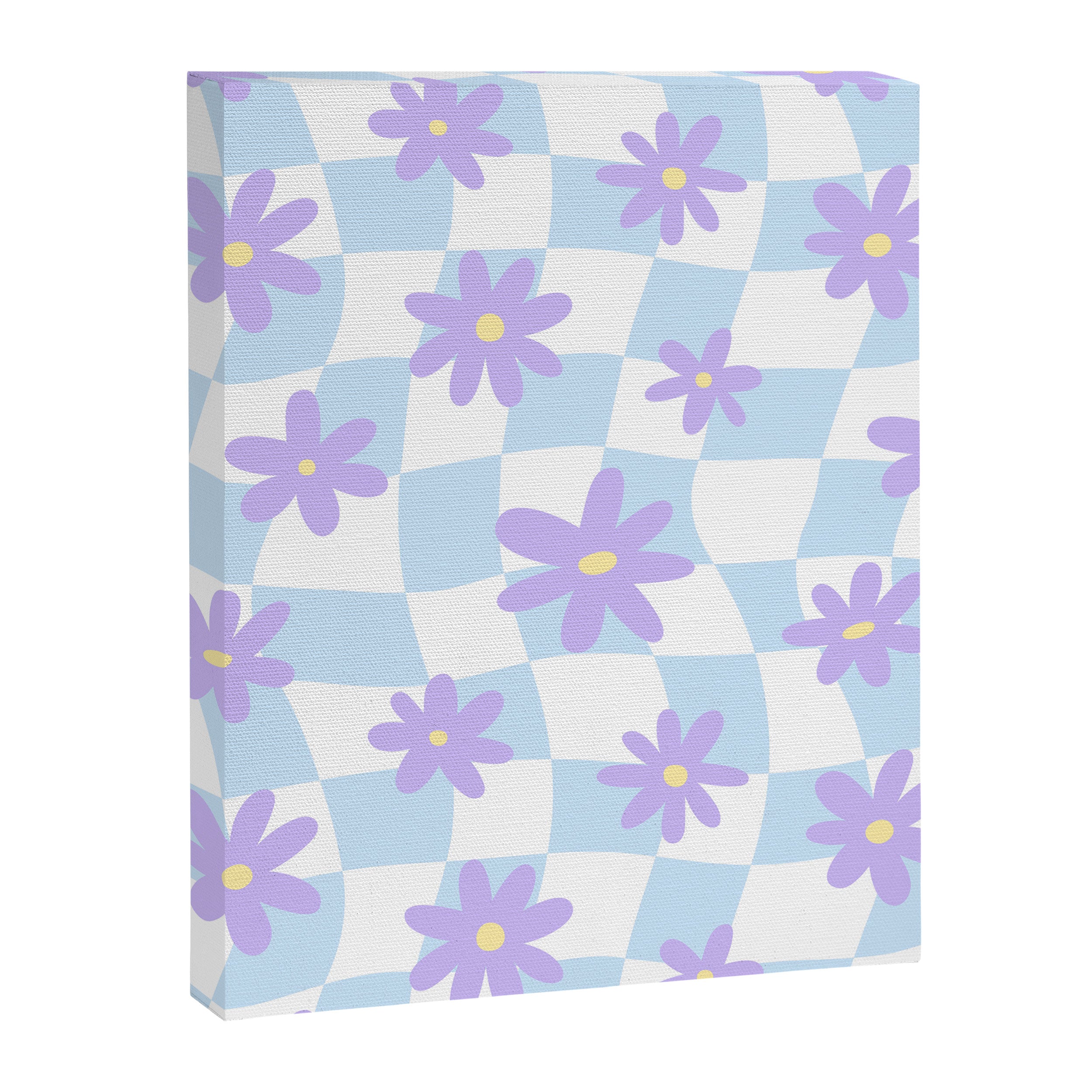 Retro psychedelic flower checkered print Canvas Print Gallery Image 8