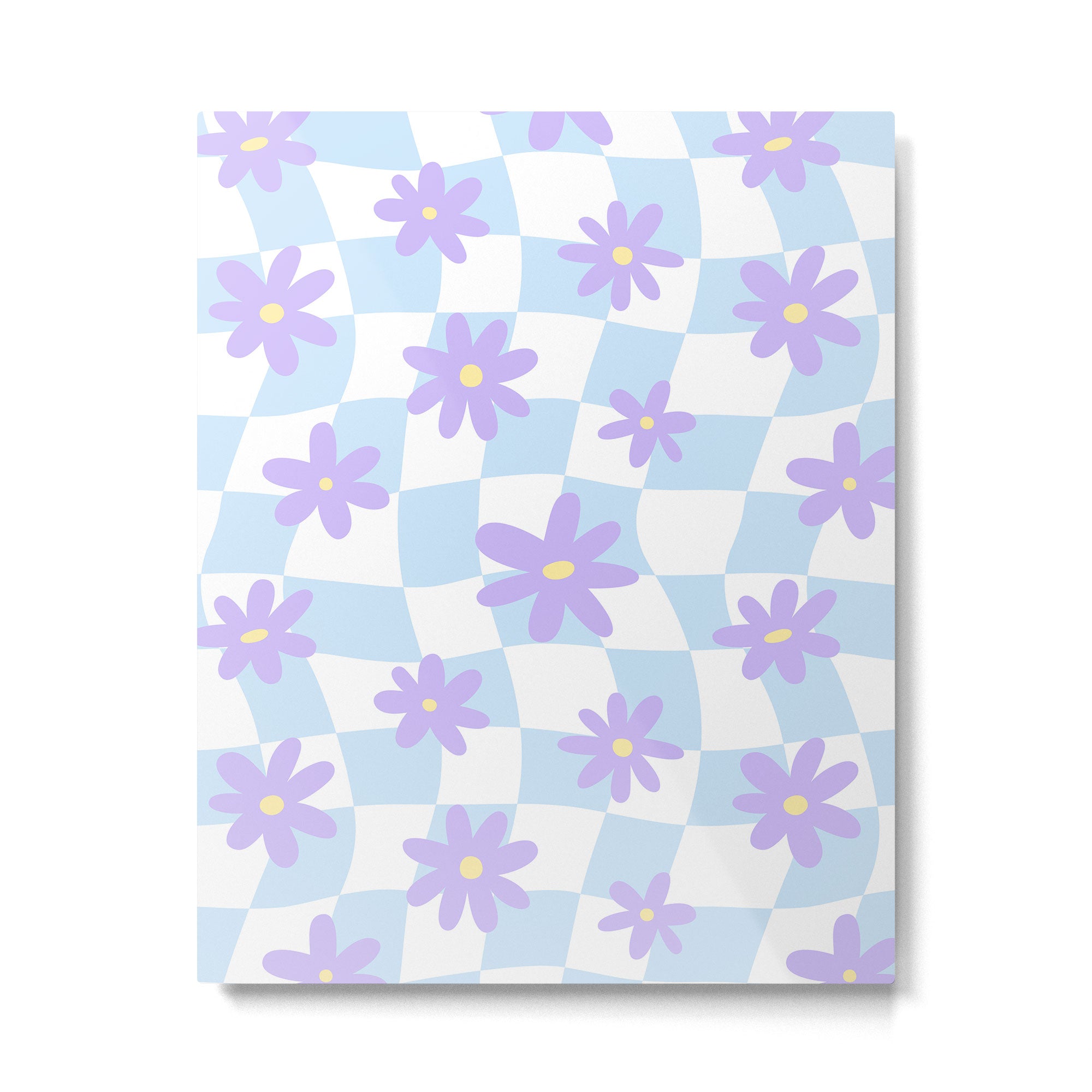 Retro psychedelic flower checkered print Metal Print Gallery Image 6