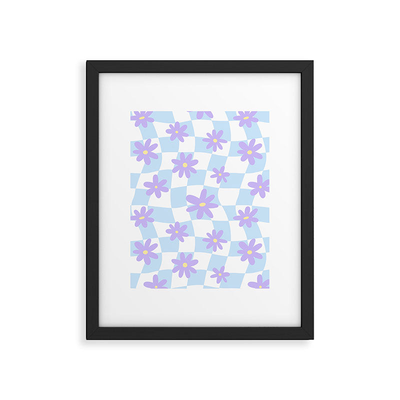 Retro psychedelic flower checkered print Framed Art Print Gallery Image 6