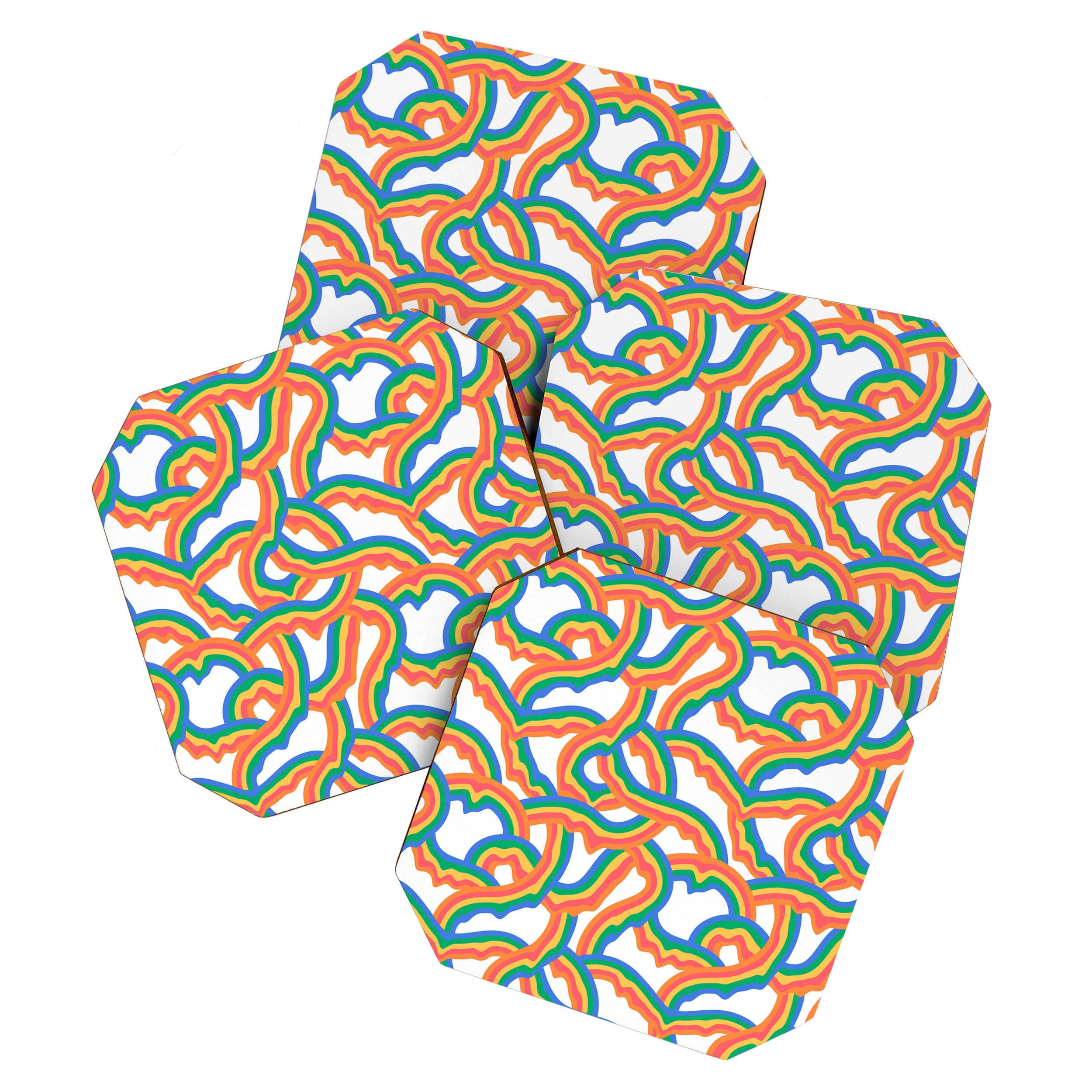 Retro psychedelic rainbow pattern Coaster Gallery Image 1