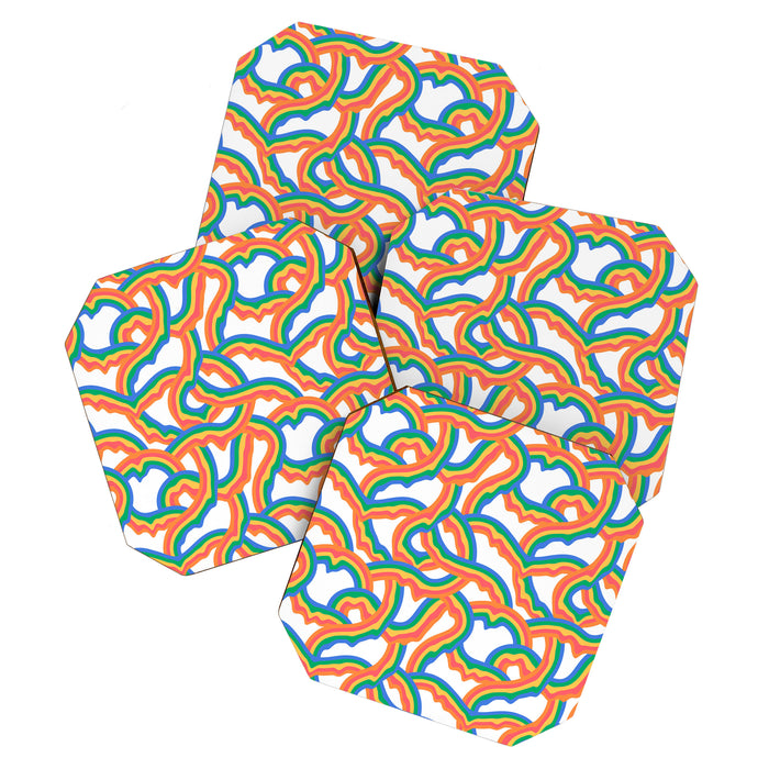 Retro psychedelic rainbow pattern Coaster Gallery Image 1