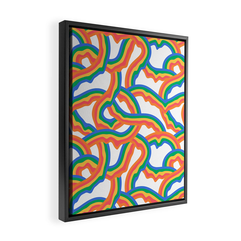 Retro psychedelic rainbow pattern Framed Canvas Print Gallery Image 2