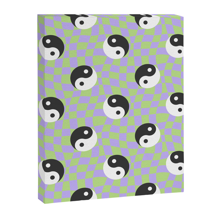 Retro psychedelic yin yang checkered pattern Canvas Print Gallery Image 1