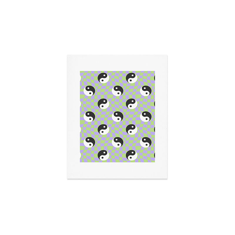 Retro psychedelic yin yang checkered pattern Art Print Gallery Image 1