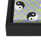 Retro psychedelic yin yang checkered pattern Framed Canvas Print Gallery Image 3