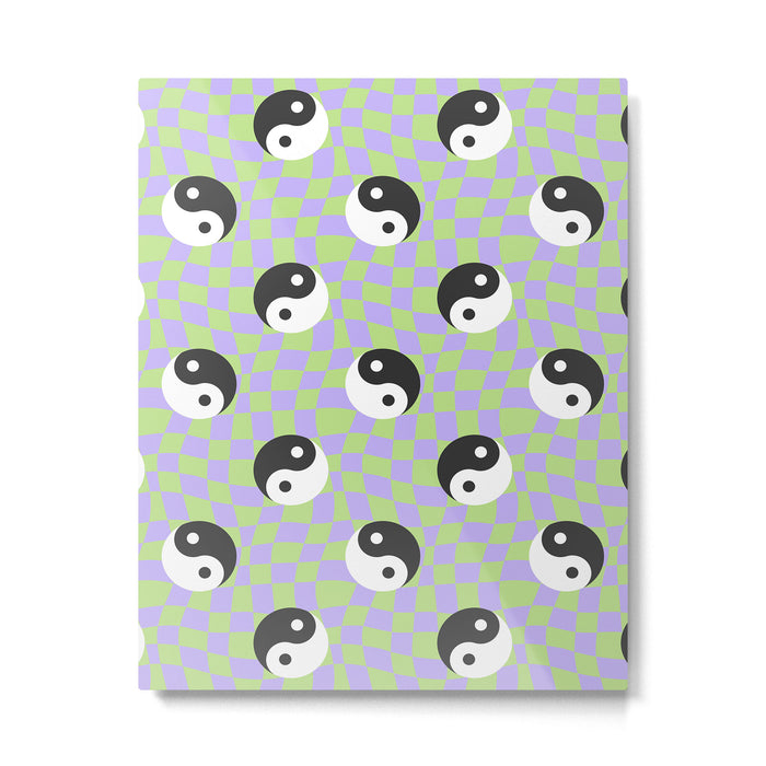 Retro psychedelic yin yang checkered pattern Metal Print Gallery Image 1