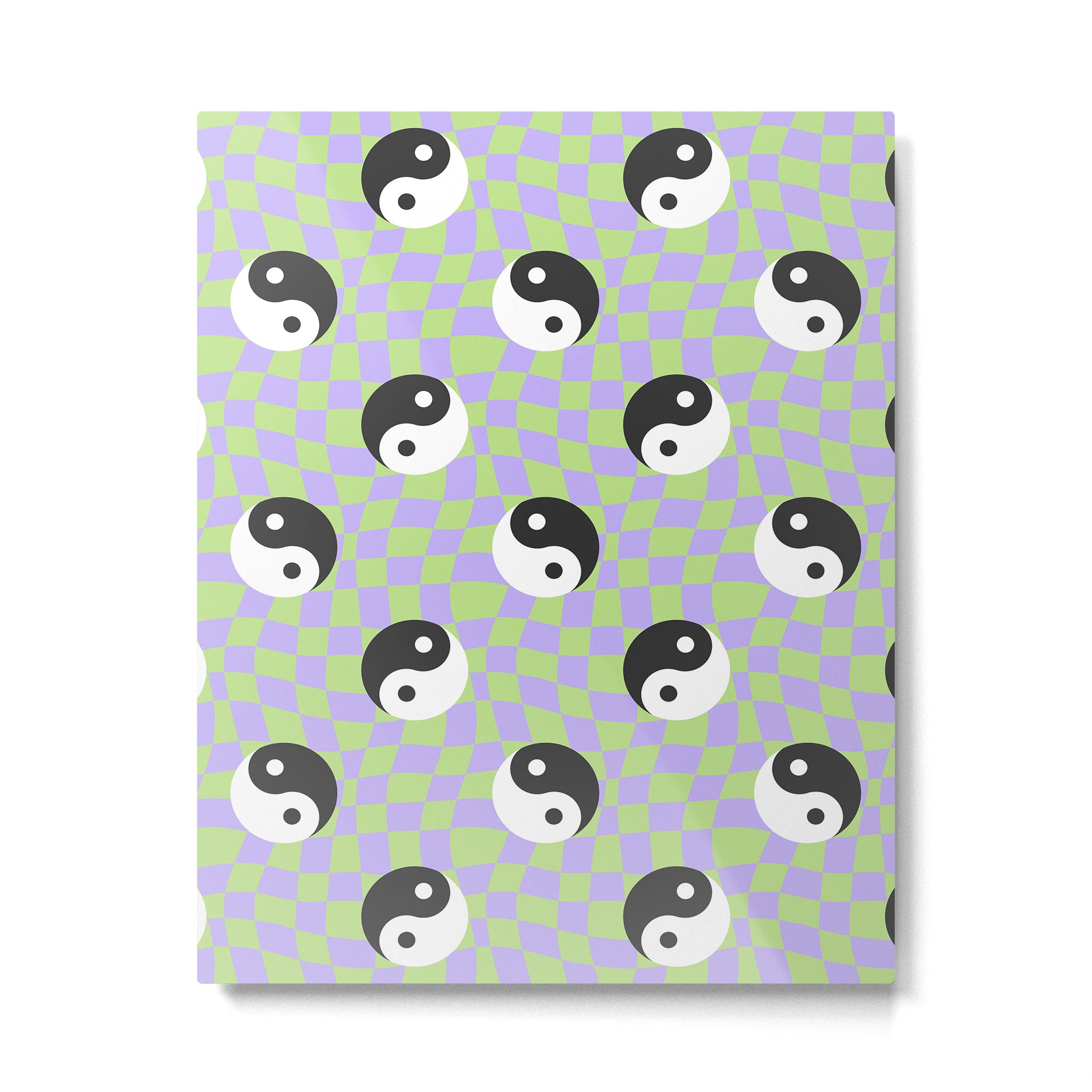 Retro psychedelic yin yang checkered pattern Metal Print Gallery Image 6