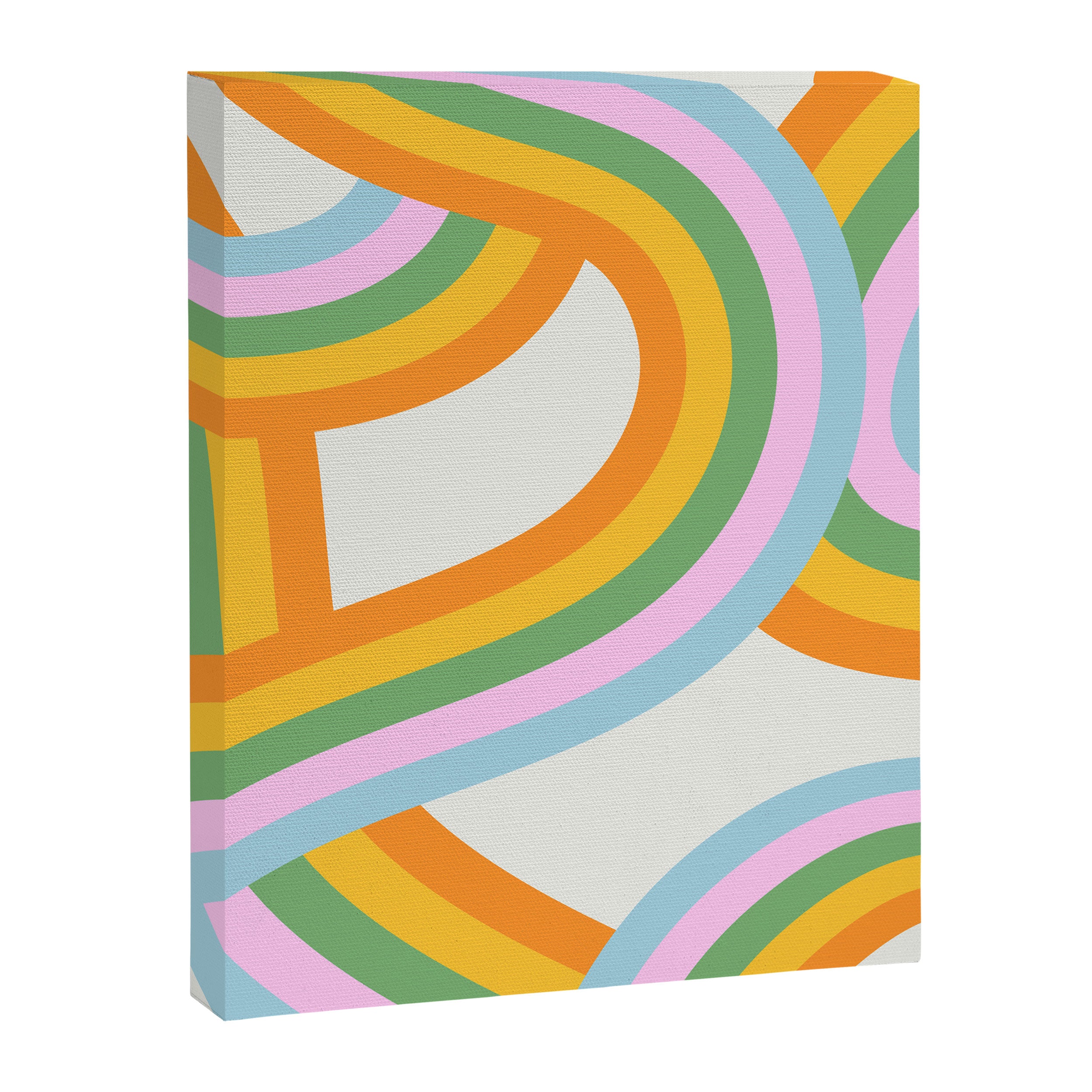 Retro rainbow stripe art print Canvas Print Gallery Image 8
