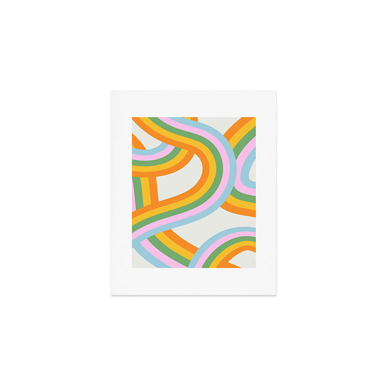 Retro rainbow stripe art print Art Print Gallery Image 1