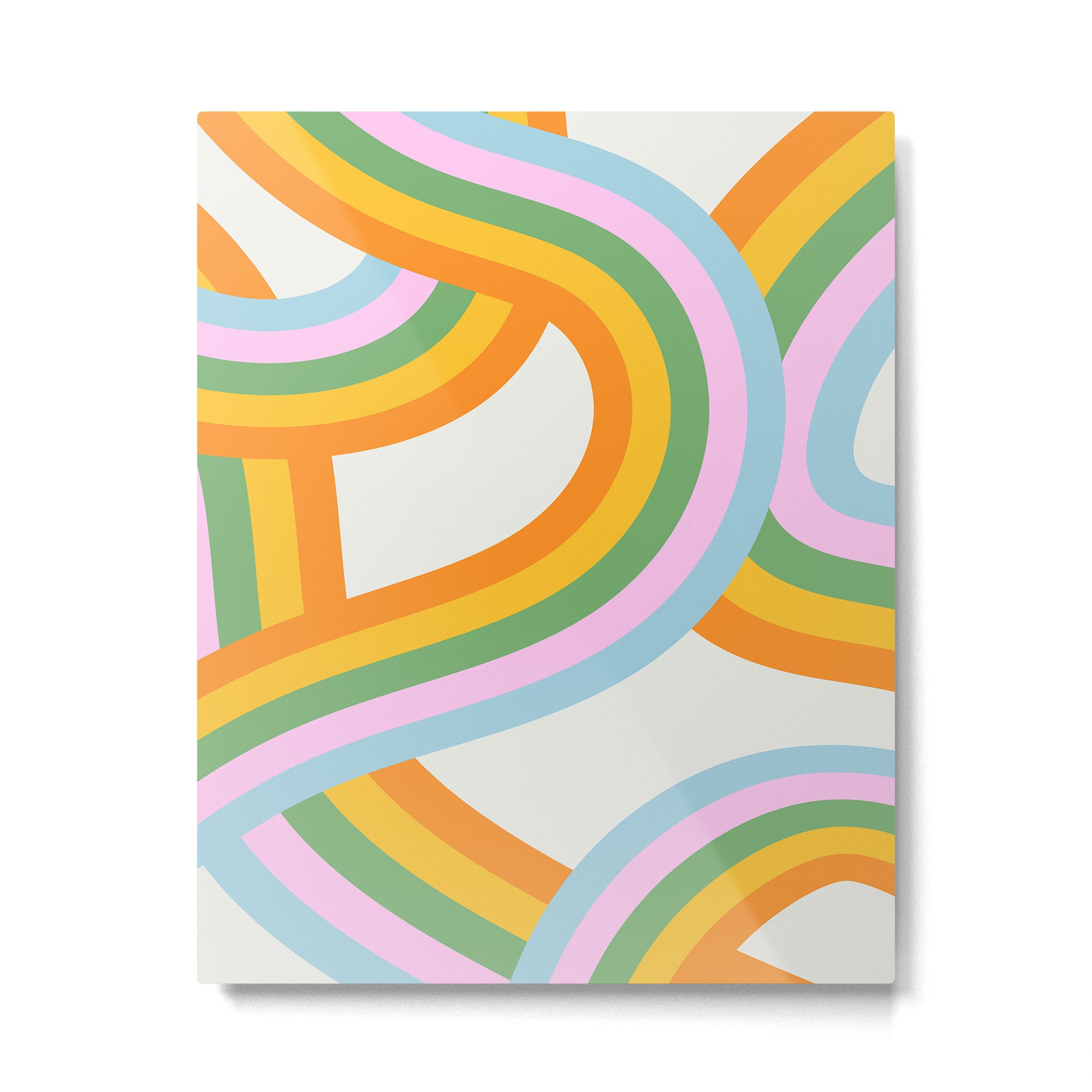 Retro rainbow stripe art print Metal Print Gallery Image 6