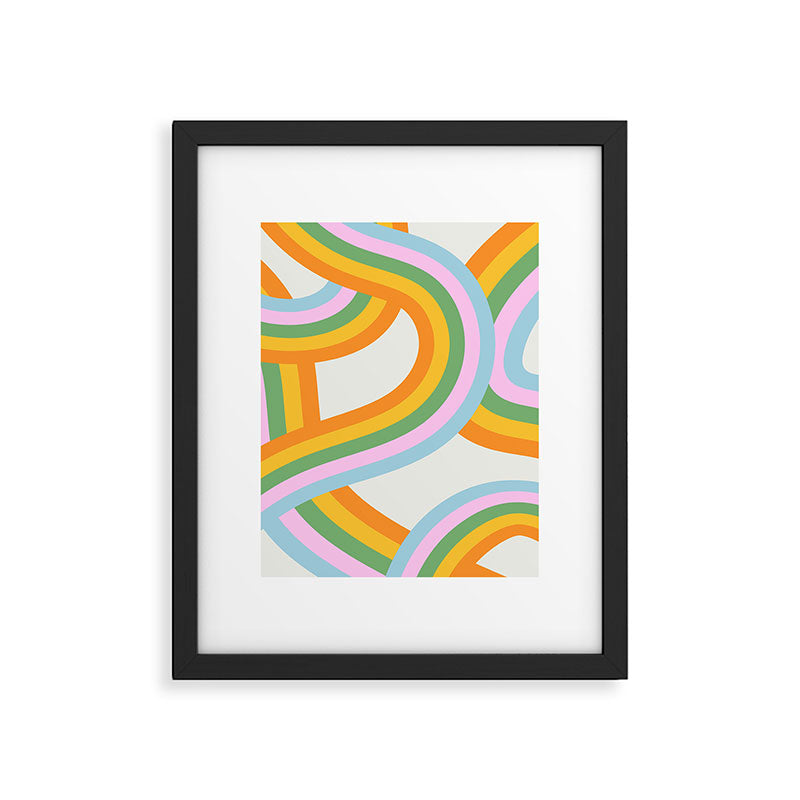 Retro rainbow stripe art print Framed Art Print Gallery Image 6