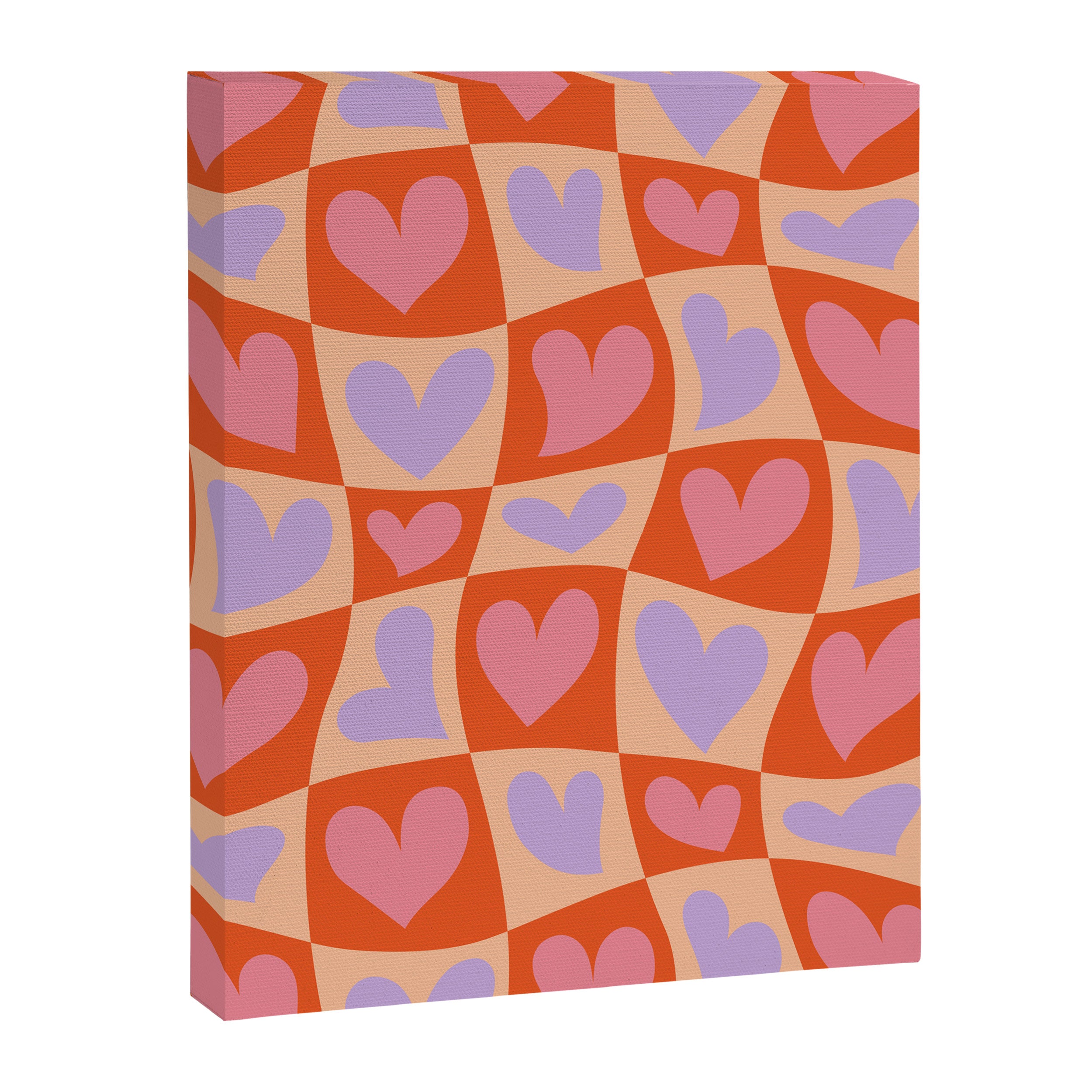 Retro red love heart checkered pattern Canvas Print Gallery Image 8