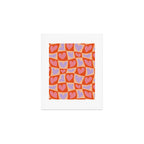 Retro red love heart checkered pattern Art Print Gallery Image 1