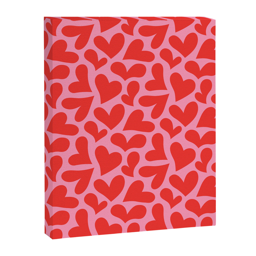 Retro red love heart shape pattern Canvas Print Gallery Image 8