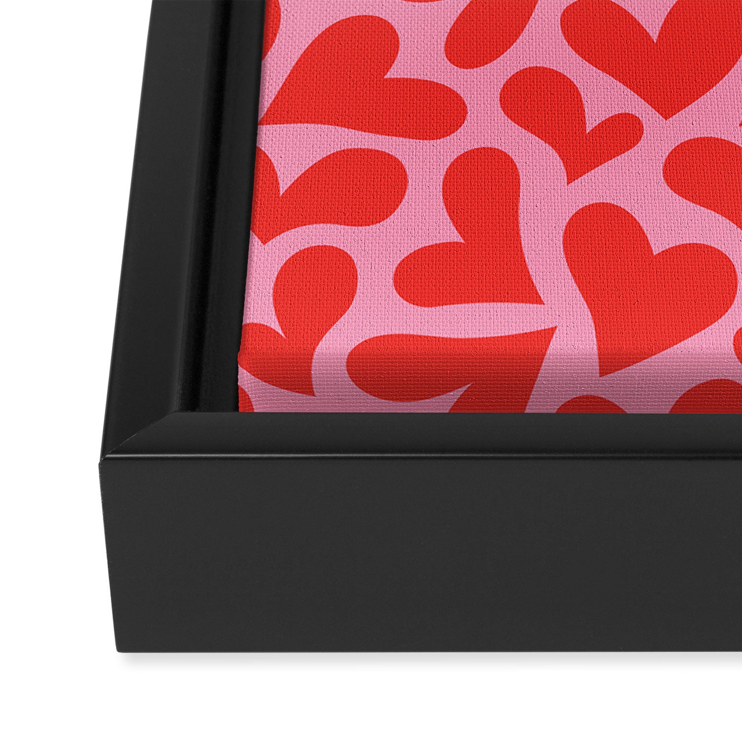 Retro red love heart shape pattern Framed Canvas Print Gallery Image 3