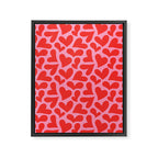 Retro red love heart shape pattern Framed Canvas Print Gallery Image 8