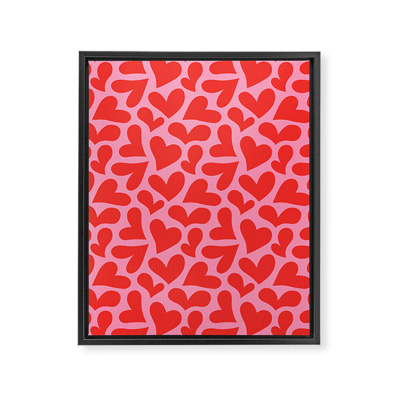 Retro red love heart shape pattern Framed Canvas Print Gallery Image 8