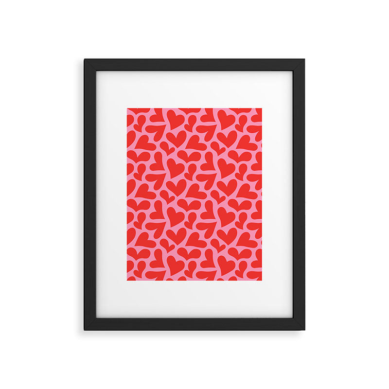 Retro red love heart shape pattern Framed Art Print Gallery Image 6