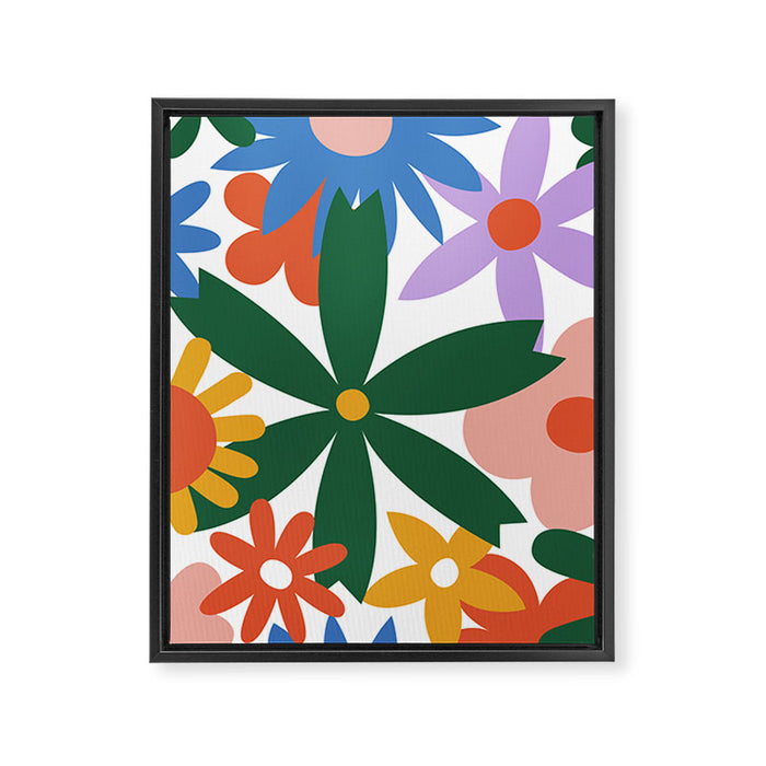 Retro spring flower nature drawing Framed Canvas Print Gallery Image 1