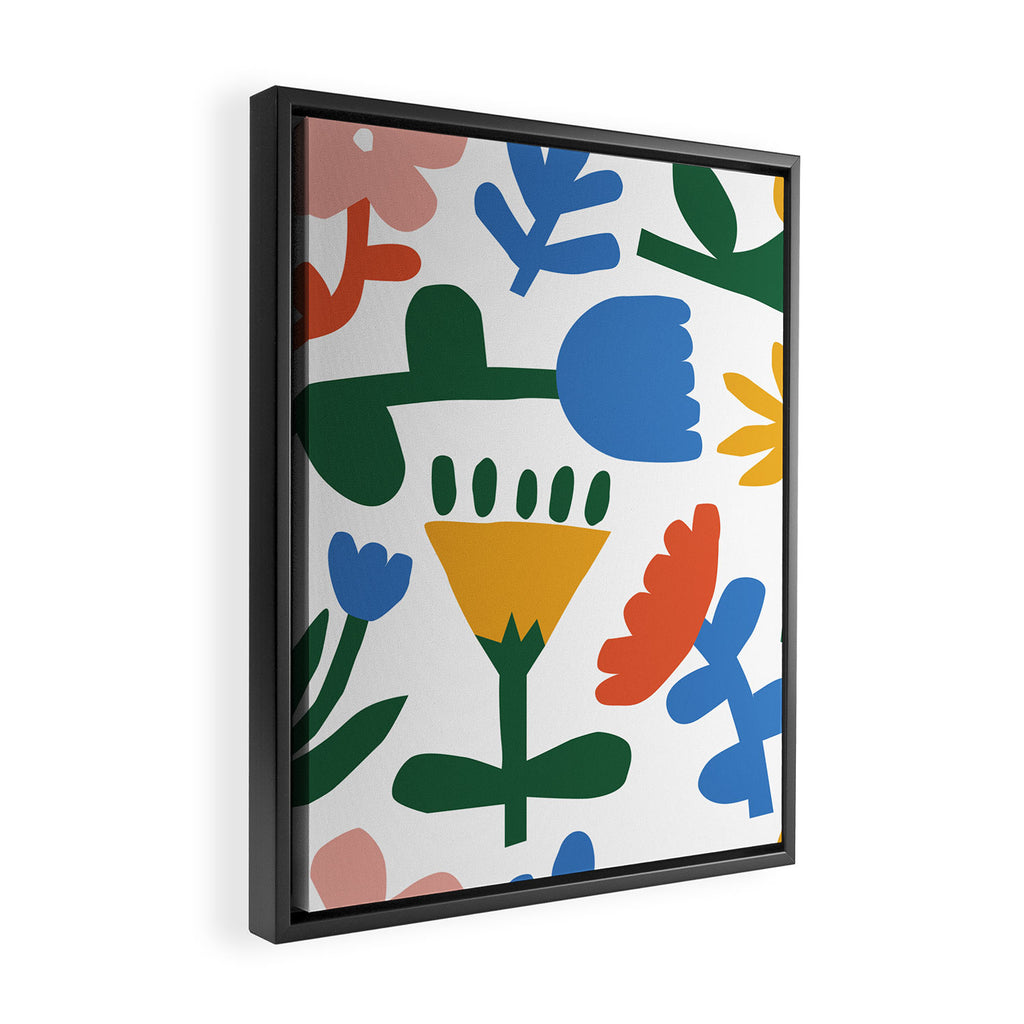 Retro spring flower nature drawing Framed Canvas Print Gallery Image 2