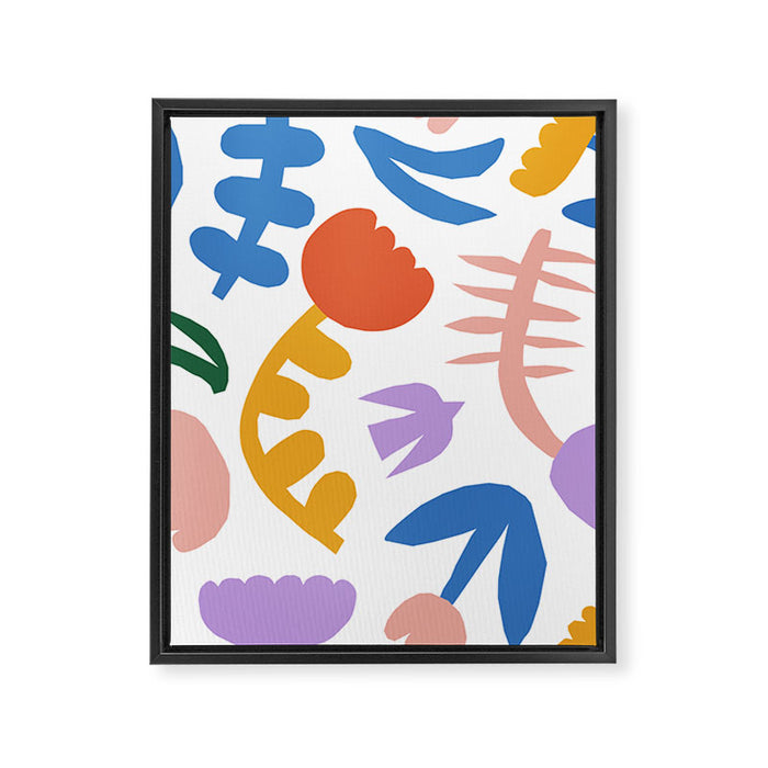 Retro spring flower nature drawing Framed Canvas Print Gallery Image 1