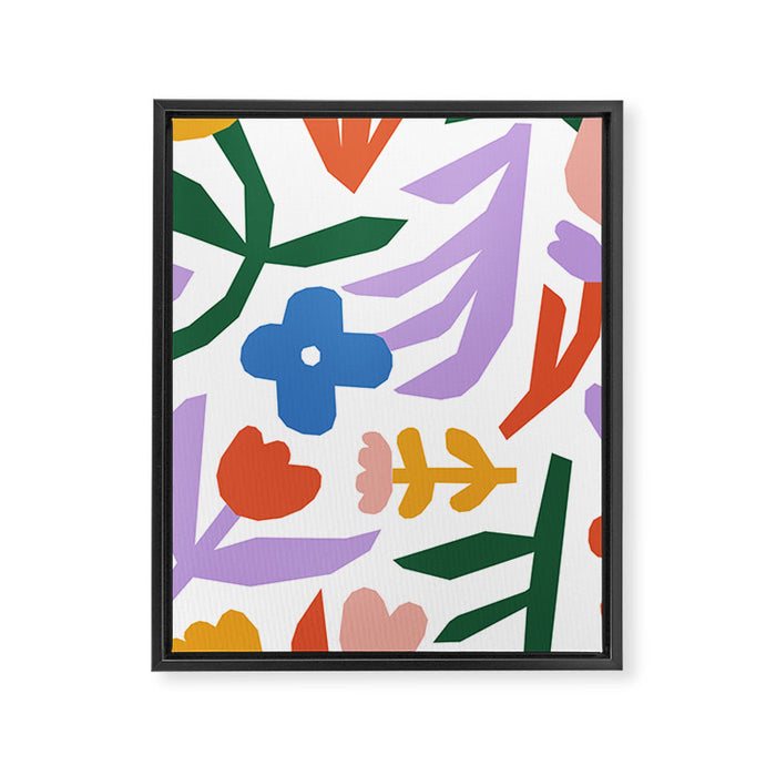 Retro spring flower nature drawing Framed Canvas Print Gallery Image 1