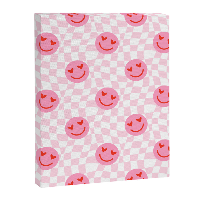 Romantic heart eye face checkered pattern Canvas Print Gallery Image 1