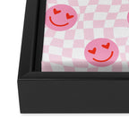 Romantic heart eye face checkered pattern Framed Canvas Print Gallery Image 3