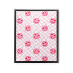 Romantic heart eye face checkered pattern Framed Canvas Print Gallery Image 8
