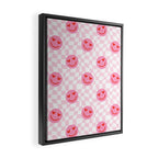 Romantic heart eye face checkered pattern Framed Canvas Print Gallery Image 2