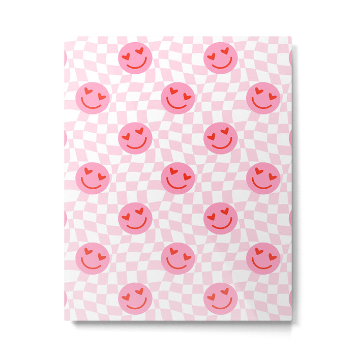 Romantic heart eye face checkered pattern Metal Print Gallery Image 1
