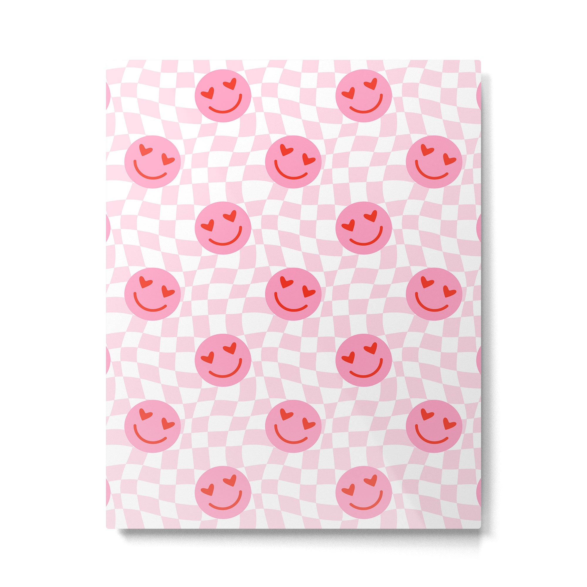 Romantic heart eye face checkered pattern Metal Print Gallery Image 6