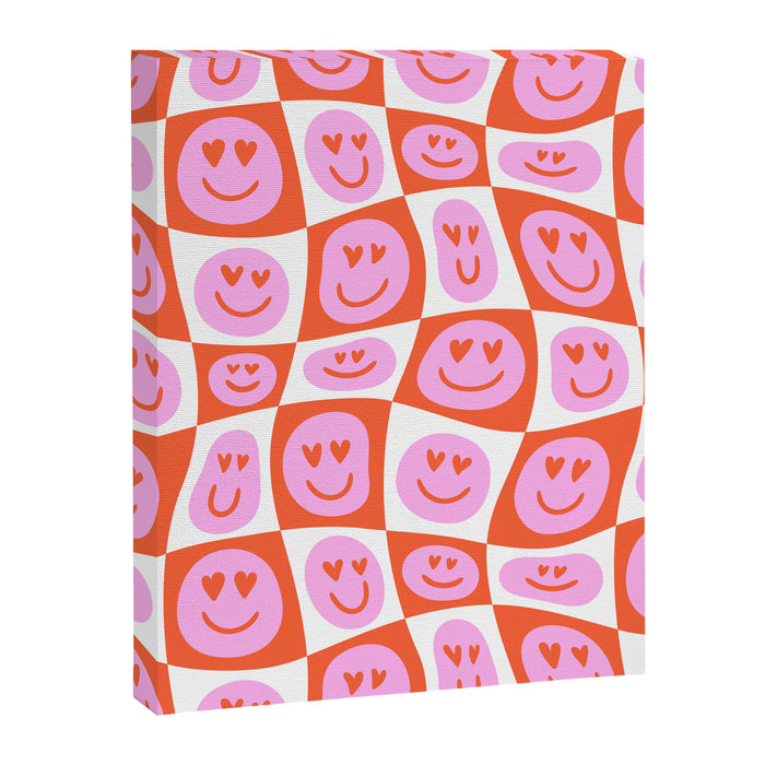 Romantic love heart eye face pattern Canvas Print Gallery Image 1